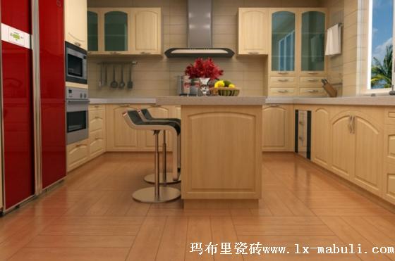 直邊木紋磚餐廳鋪貼效果圖2