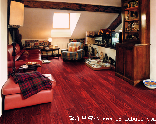 瑪布里木紋磚紅榆木效果圖